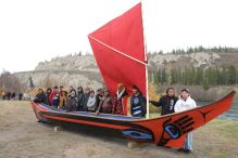 Kwanlin Dunn Cultural Center Ground Breaking and Canoe Gifting, Whitehorse, Yukon River waterfront;